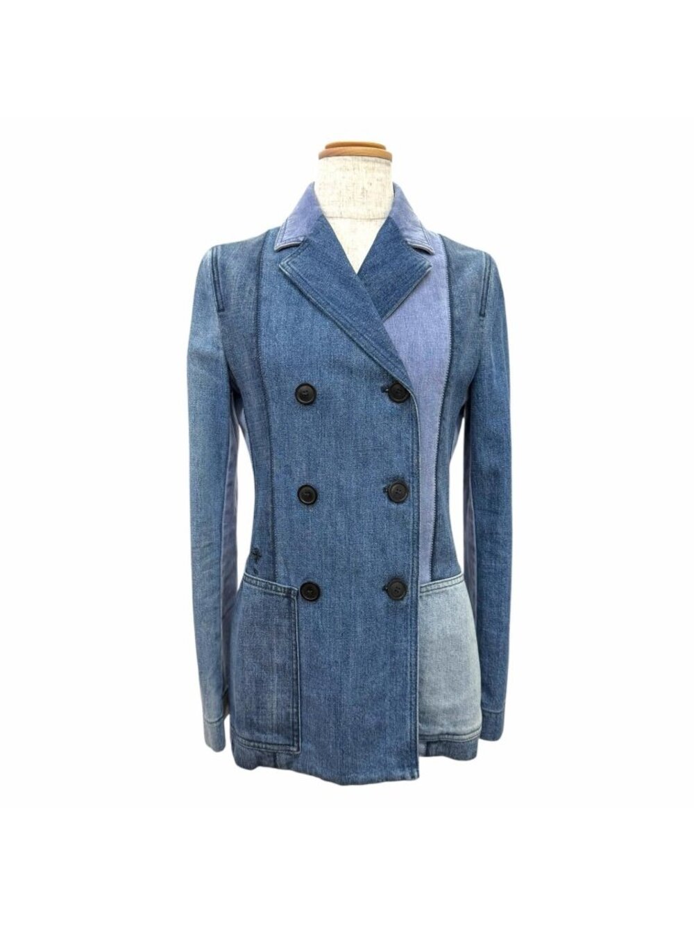 Dior Denim Patchwork Bee Embroidery Bar Jacket Indigo Blue 40